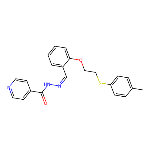 (Z)-N'-(2-(2-(p-tolylthio)ethoxy)benzylidene)isonicotinohydrazide structure