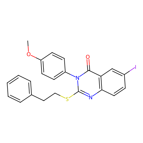 6-iodo-3-(4-methoxyphenyl)-2-[(2-phenylethyl)sulfanyl]quinazolin-4(3H)-one structure