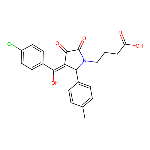 4-[(3E)-3-[(4-chlorophenyl)(hydroxy)methylidene]-2-(4-methylphenyl)-4,5-dioxopyrrolidin-1-yl]butanoic acid structure