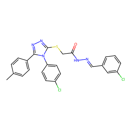 N'-[(E)-(3-chlorophenyl)methylidene]-2-{[4-(4-chlorophenyl)-5-(4-methylphenyl)-4H-1,2,4-triazol-3-yl]sulfanyl}acetohydrazide structure