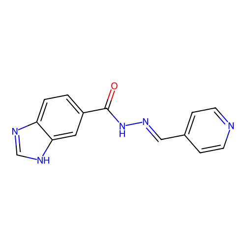 N'-[(E)-pyridin-4-ylmethylidene]-1H-benzimidazole-5-carbohydrazide structure