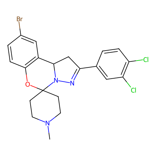 12''-bromo-4''-(3,4-dichlorophenyl)-1-methyl-8''-oxa-5'',6''-diazaspiro[piperidine-4,7''-tricyclo[7.4.0.0^{2,6}]tridecane]-1''(13''),4'',9'',11''-tetraene structure