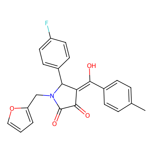 (4E)-5-(4-fluorophenyl)-1-(furan-2-ylmethyl)-4-[hydroxy(4-methylphenyl)methylidene]pyrrolidine-2,3-dione structure