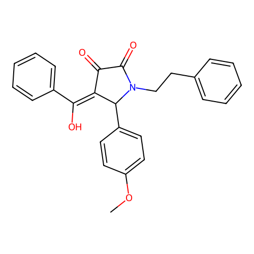 (4E)-4-[hydroxy(phenyl)methylidene]-5-(4-methoxyphenyl)-1-phenethylpyrrolidine-2,3-dione structure