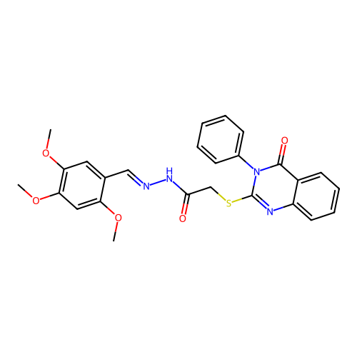 2-[(4-oxo-3-phenyl-3,4-dihydroquinazolin-2-yl)sulfanyl]-N'-[(E)-(2,4,5-trimethoxyphenyl)methylidene]acetohydrazide structure