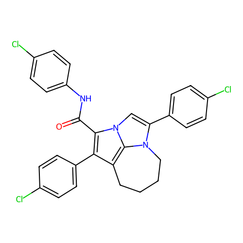 N,1,4-tris(4-chlorophenyl)-5,6,7,8-tetrahydro-2a,4a-diazacyclopenta[cd]azulene-2-carboxamide structure