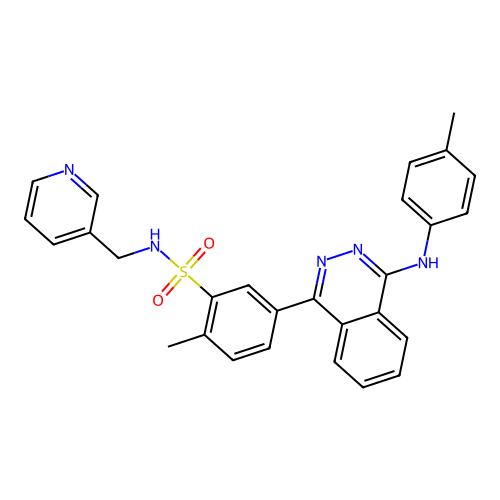 2-methyl-5-[4-(4-methylanilino)phthalazin-1-yl]-N-(pyridin-3-ylmethyl)benzenesulfonamide structure
