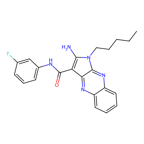 2-amino-N-(3-fluorophenyl)-1-pentyl-1H-pyrrolo[2,3-b]quinoxaline-3-carboxamide structure
