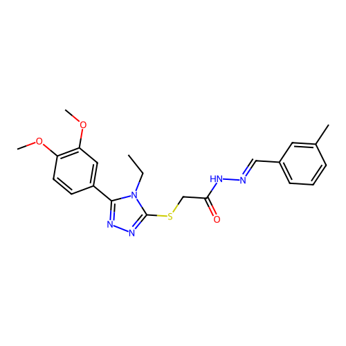 (E)-2-((5-(3,4-dimethoxyphenyl)-4-ethyl-4H-1,2,4-triazol-3-yl)thio)-N'-(3-methylbenzylidene)acetohydrazide structure