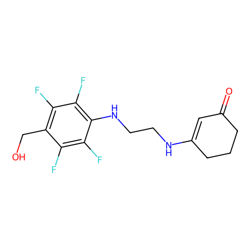 3-[2-[2,3,5,6-tetrafluoro-4-(hydroxymethyl)anilino]ethylamino]cyclohex-2-en-1-one structure