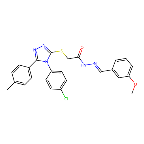2-{[4-(4-chlorophenyl)-5-(4-methylphenyl)-4H-1,2,4-triazol-3-yl]sulfanyl}-N'-[(E)-(3-methoxyphenyl)methylidene]acetohydrazide structure