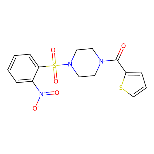4-[(2-Nitrophenyl)sulfonyl]piperazinyl 2-thienyl ketone structure