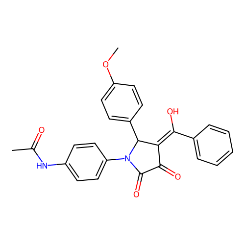 N-[4-[(3E)-3-[hydroxy(phenyl)methylidene]-2-(4-methoxyphenyl)-4,5-dioxopyrrolidin-1-yl]phenyl]acetamide structure