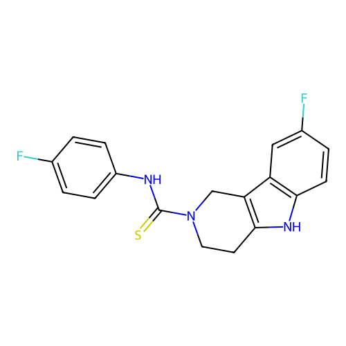 8-fluoro-N-(4-fluorophenyl)-1,3,4,5-tetrahydro-2H-pyrido[4,3-b]indole-2-carbothioamide structure