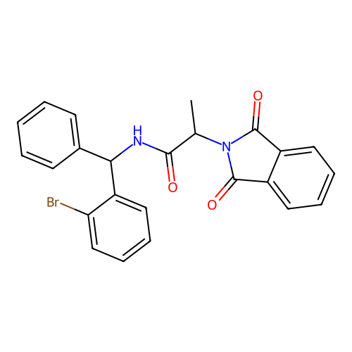 N-((2-bromophenyl)(phenyl)methyl)-2-(1,3-dioxoisoindolin-2-yl)propanamide structure