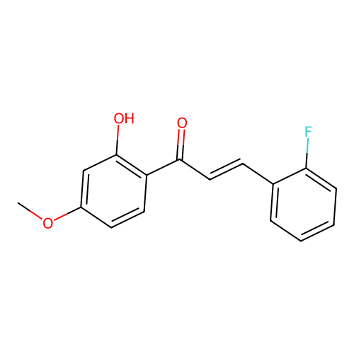 (E)-3-(2-fluorophenyl)-1-(2-hydroxy-4-methoxyphenyl)prop-2-en-1-one structure