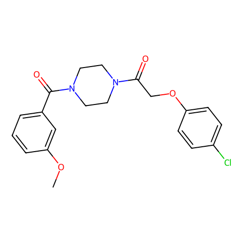 2-(4-Chlorophenoxy)-1-{4-[(3-methoxyphenyl)carbonyl]piperazin-1-yl}ethanone structure