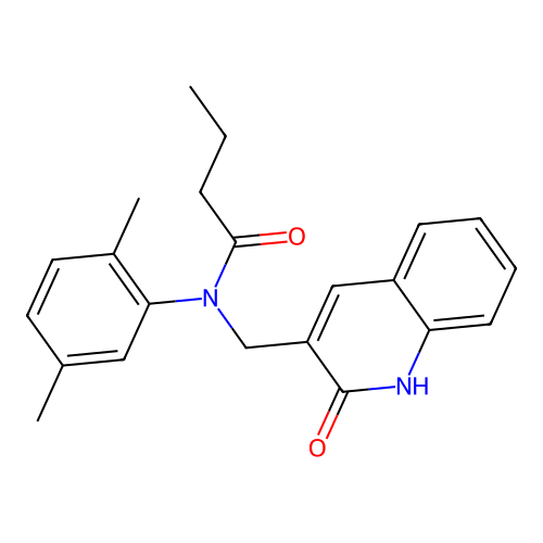 N-(2,5-dimethylphenyl)-N-[(2-oxo-1H-quinolin-3-yl)methyl]butanamide structure