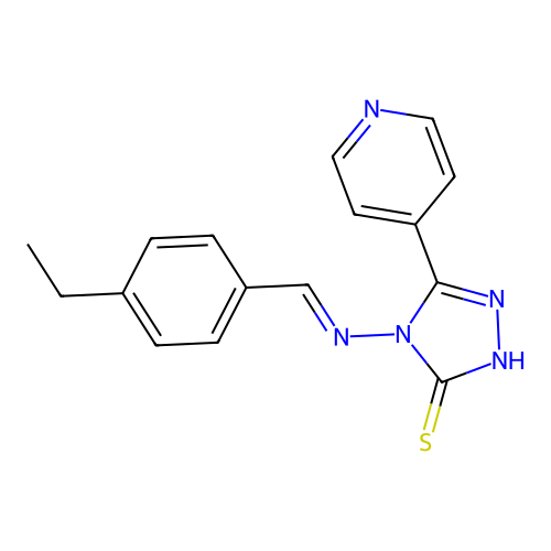 4-[(E)-(4-ethylphenyl)methylideneamino]-3-pyridin-4-yl-1H-1,2,4-triazole-5-thione structure