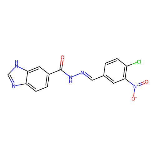 N'-[(E)-(4-chloro-3-nitrophenyl)methylidene]-1H-benzimidazole-6-carbohydrazide structure