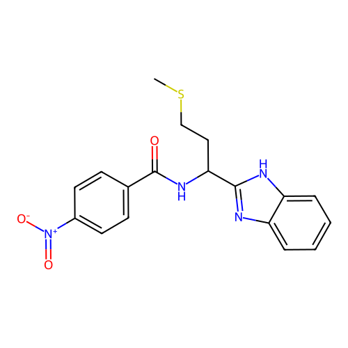 N-[1-(1H-benzimidazol-2-yl)-3-(methylsulfanyl)propyl]-4-nitrobenzamide structure