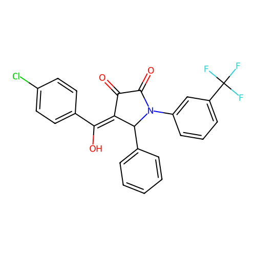 (4E)-4-[(4-chlorophenyl)(hydroxy)methylidene]-5-phenyl-1-[3-(trifluoromethyl)phenyl]pyrrolidine-2,3-dione structure