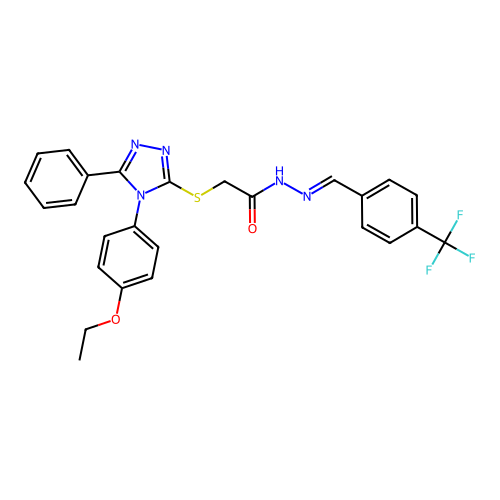 2-{[4-(4-ethoxyphenyl)-5-phenyl-4H-1,2,4-triazol-3-yl]sulfanyl}-N'-{(E)-[4-(trifluoromethyl)phenyl]methylidene}acetohydrazide structure