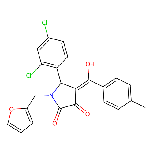 (4E)-5-(2,4-dichlorophenyl)-1-(furan-2-ylmethyl)-4-[hydroxy(4-methylphenyl)methylidene]pyrrolidine-2,3-dione structure
