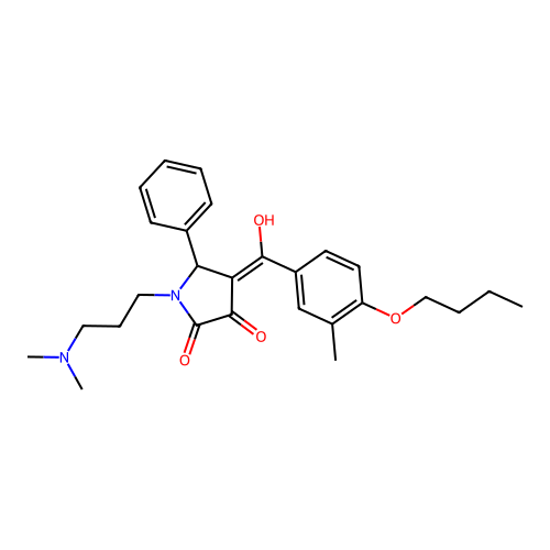 (4E)-4-[(4-butoxy-3-methylphenyl)-hydroxymethylidene]-1-[3-(dimethylamino)propyl]-5-phenylpyrrolidine-2,3-dione structure