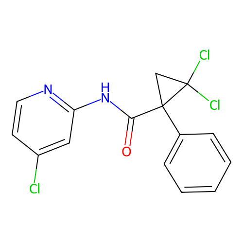 2,2-dichloro-N-(4-chloropyridin-2-yl)-1-phenylcyclopropanecarboxamide structure