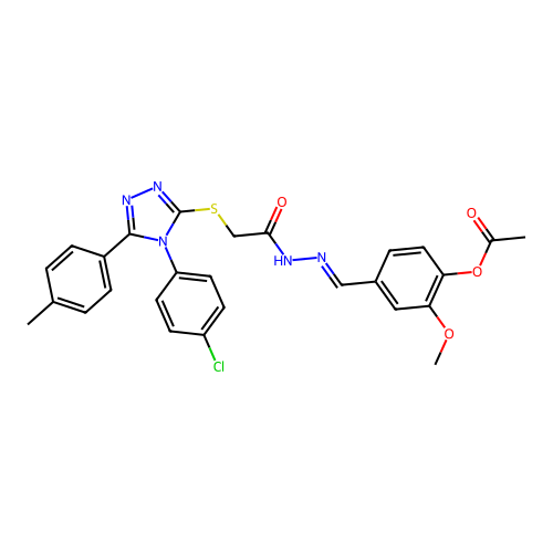 4-{(E)-[2-({[4-(4-chlorophenyl)-5-(4-methylphenyl)-4H-1,2,4-triazol-3-yl]sulfanyl}acetyl)hydrazinylidene]methyl}-2-methoxyphenyl acetate structure