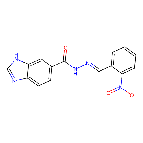 N-[(2-nitrobenzylidene)amino]-3H-benzimidazole-5-carboxamide structure