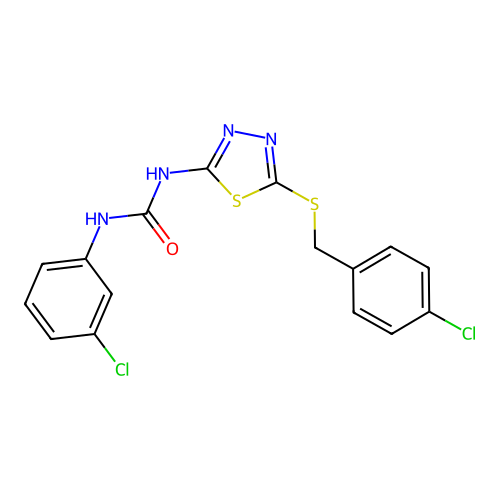1-{5-[(4-Chlorobenzyl)sulfanyl]-1,3,4-thiadiazol-2-yl}-3-(3-chlorophenyl)urea structure