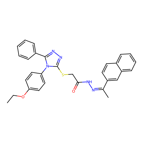 (Z)-2-((4-(4-ethoxyphenyl)-5-phenyl-4H-1,2,4-triazol-3-yl)thio)-N'-(1-(naphthalen-2-yl)ethylidene)acetohydrazide structure