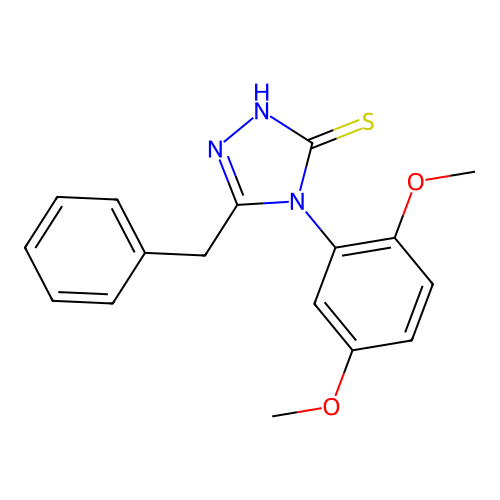 5-benzyl-4-(2,5-dimethoxyphenyl)-2,4-dihydro-3H-1,2,4-triazole-3-thione structure