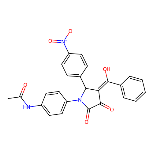 N-[4-[(3E)-3-[hydroxy(phenyl)methylidene]-2-(4-nitrophenyl)-4,5-dioxopyrrolidin-1-yl]phenyl]acetamide structure