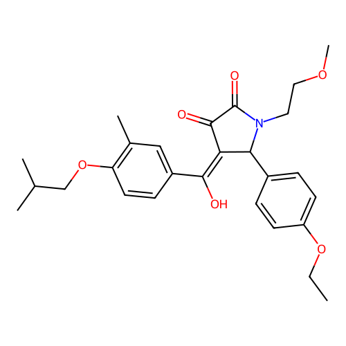 (4E)-5-(4-ethoxyphenyl)-4-[hydroxy-[3-methyl-4-(2-methylpropoxy)phenyl]methylidene]-1-(2-methoxyethyl)pyrrolidine-2,3-dione structure
