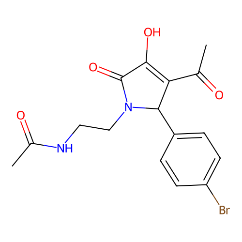 N-[2-[3-acetyl-2-(4-bromophenyl)-4-hydroxy-5-oxo-2H-pyrrol-1-yl]ethyl]acetamide structure