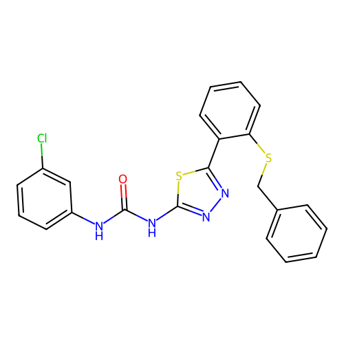 1-{5-[2-(Benzylsulfanyl)phenyl]-1,3,4-thiadiazol-2-yl}-3-(3-chlorophenyl)urea structure