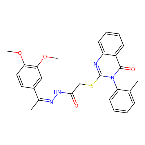 (Z)-N'-(1-(3,4-dimethoxyphenyl)ethylidene)-2-((4-oxo-3-(o-tolyl)-3,4-dihydroquinazolin-2-yl)thio)acetohydrazide structure