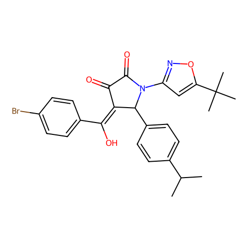 (4E)-4-[(4-bromophenyl)(hydroxy)methylidene]-1-(5-tert-butyl-1,2-oxazol-3-yl)-5-[4-(propan-2-yl)phenyl]pyrrolidine-2,3-dione structure