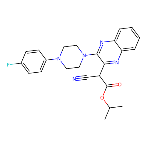 Propan-2-yl cyano{3-[4-(4-fluorophenyl)piperazin-1-yl]quinoxalin-2-yl}acetate structure