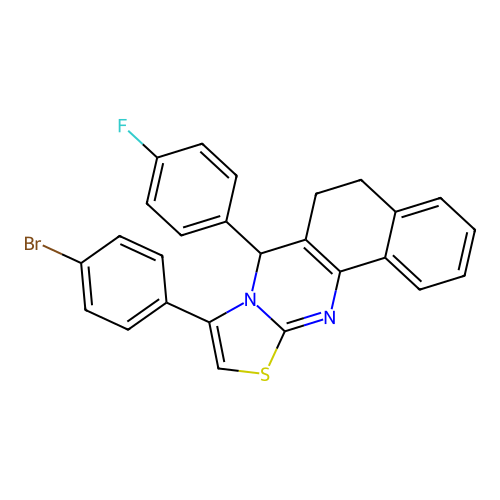 9-(4-bromophenyl)-7-(4-fluorophenyl)-6,7-dihydro-5H-benzo[h]thiazolo[2,3-b]quinazoline structure