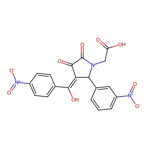 [(3E)-3-[hydroxy(4-nitrophenyl)methylidene]-2-(3-nitrophenyl)-4,5-dioxopyrrolidin-1-yl]acetic acid structure
