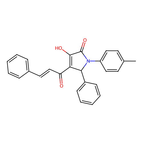 4-hydroxy-1-(4-methylphenyl)-2-phenyl-3-[(E)-3-phenylprop-2-enoyl]-2H-pyrrol-5-one structure