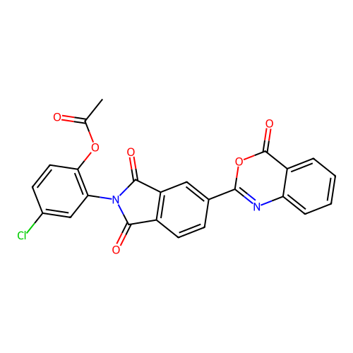 4-chloro-2-[1,3-dioxo-5-(4-oxo-4H-3,1-benzoxazin-2-yl)-1,3-dihydro-2H-isoindol-2-yl]phenyl acetate structure