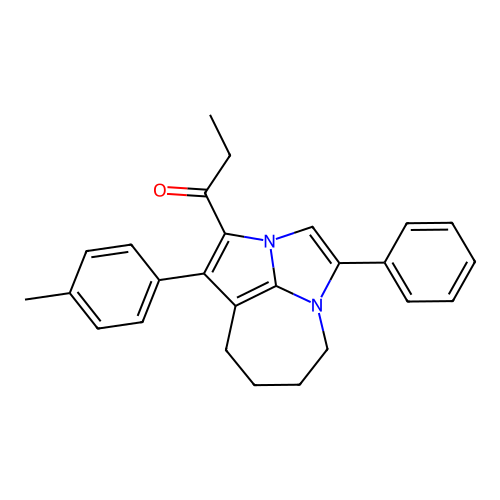 1-(4-phenyl-1-(p-tolyl)-5,6,7,8-tetrahydro-2a,4a-diazacyclopenta[cd]azulen-2-yl)propan-1-one structure