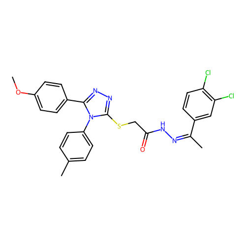 (Z)-N'-(1-(3,4-dichlorophenyl)ethylidene)-2-((5-(4-methoxyphenyl)-4-(p-tolyl)-4H-1,2,4-triazol-3-yl)thio)acetohydrazide structure