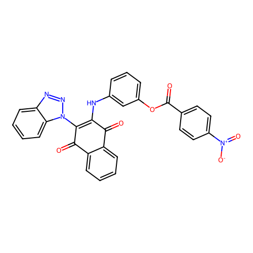 [3-[[3-(benzotriazol-1-yl)-1,4-dioxonaphthalen-2-yl]amino]phenyl] 4-nitrobenzoate structure
