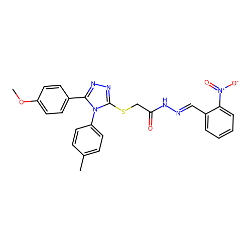 2-{[5-(4-methoxyphenyl)-4-(4-methylphenyl)-4H-1,2,4-triazol-3-yl]sulfanyl}-N'-[(E)-(2-nitrophenyl)methylidene]acetohydrazide structure